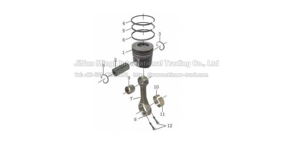 Piston with a connecting rod assembly